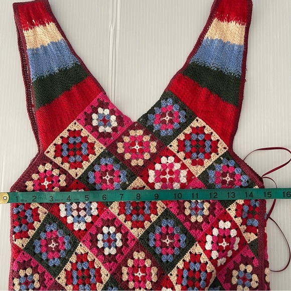 NWT Zara Multicolor Grandma squares Crochet Geometric Knit Dress size med medium - Picture 4 of 8